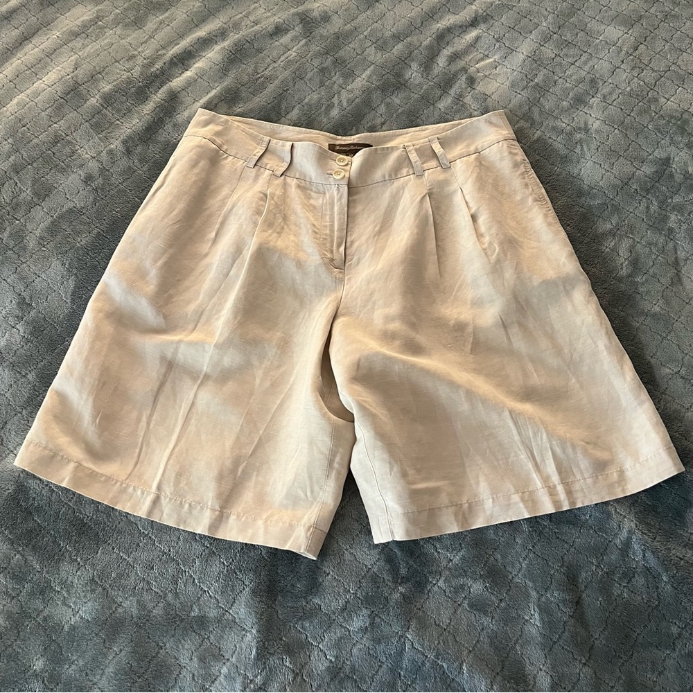 Tommy Bahama Women's Light Beige Linen Cotton Shorts Size 10